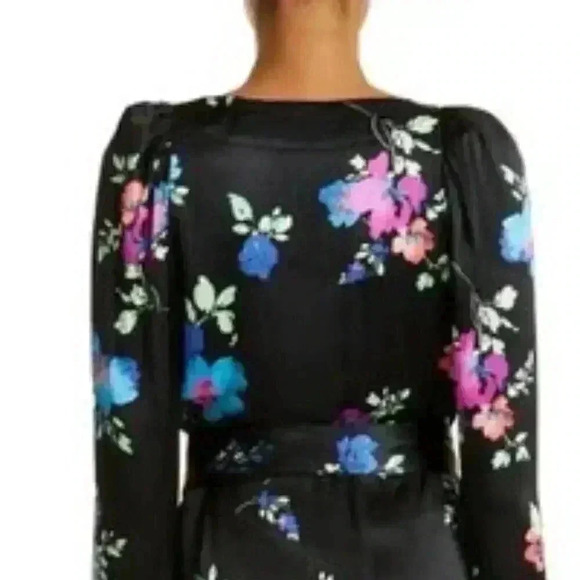 NEW ROTATE BIRGER CHRISTENSEN Black FLORAL PRINT WRAP DRESS - Picture 2 of 14